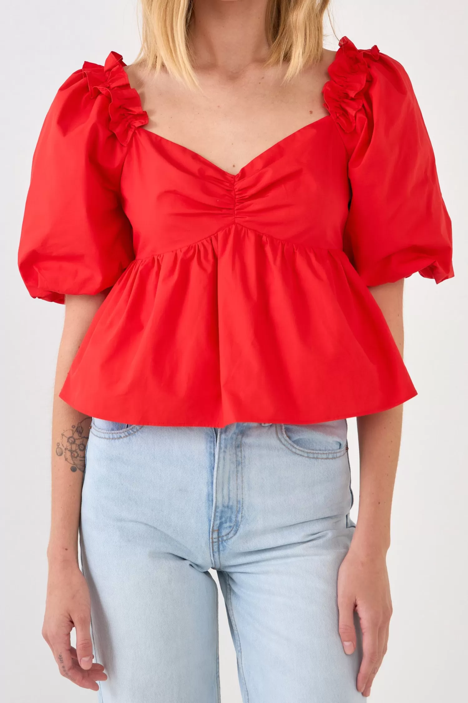 Hot Sweet Heart To with Ruffle Detail Frills And Thrills | Puff Sleeve Perfection