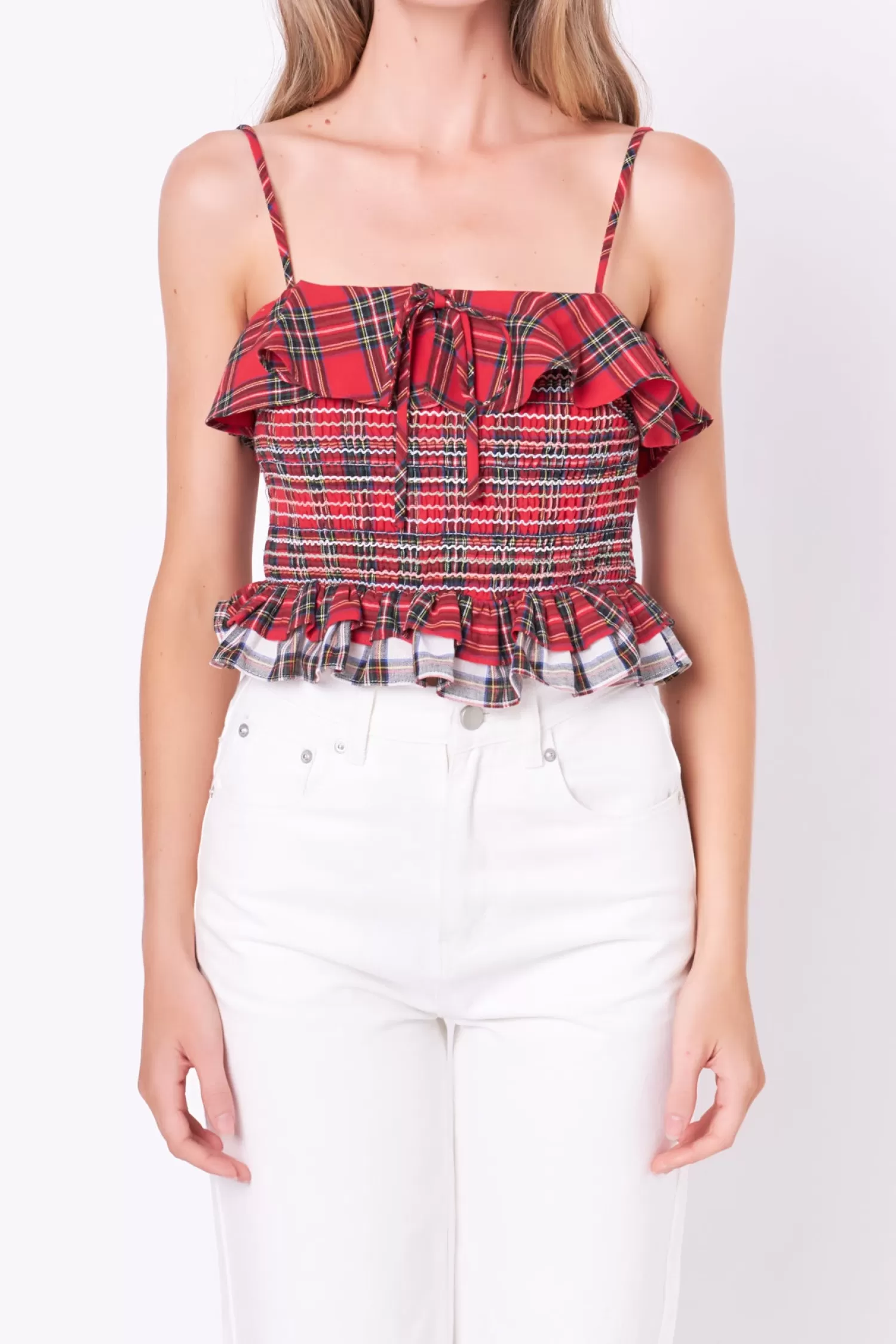 Outlet Tartan Check Tank Top Frills And Thrills | Night Out