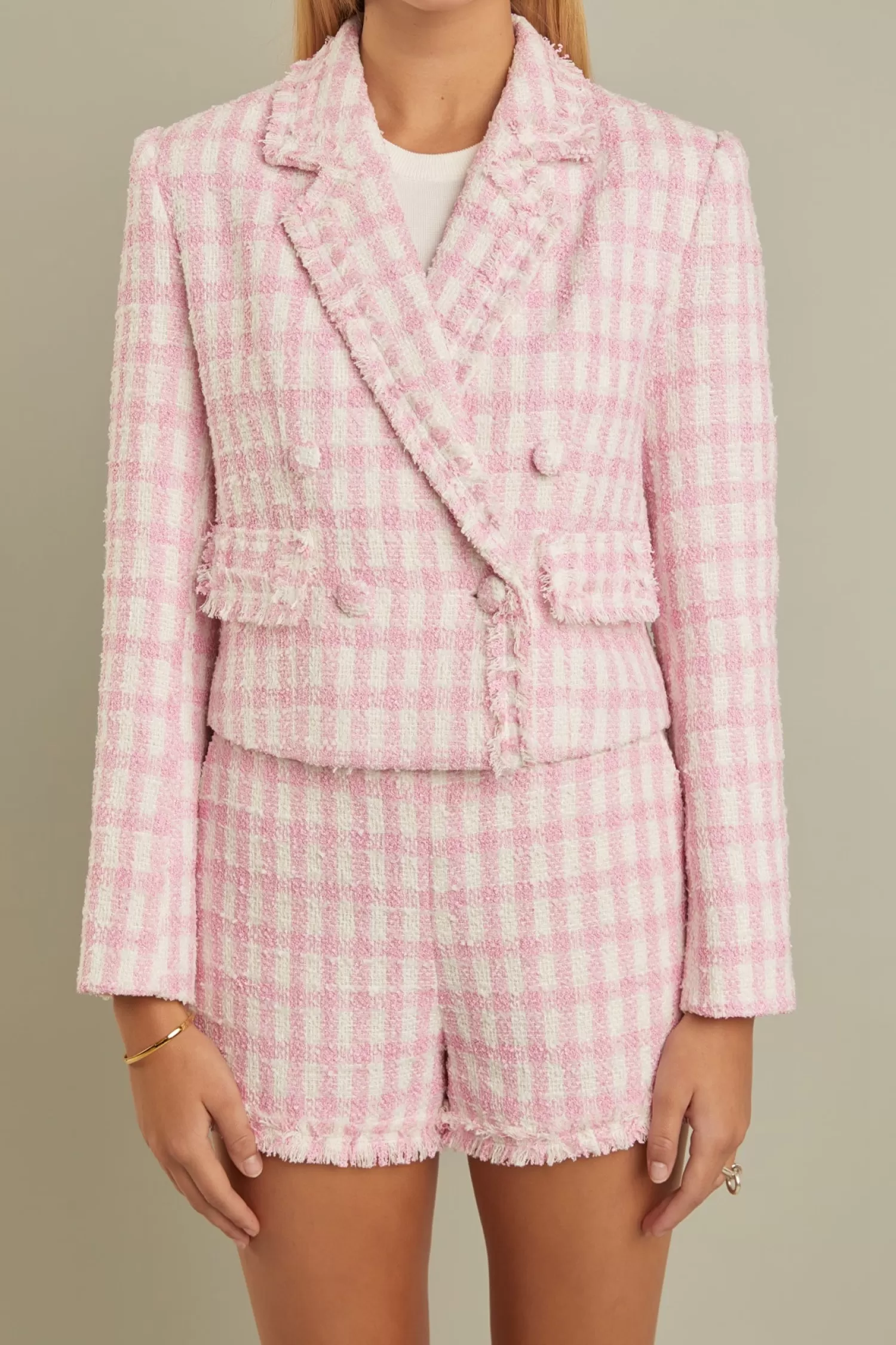 Best Textured Checkered Double Breasted Blazer Career Closet | Matching Sets