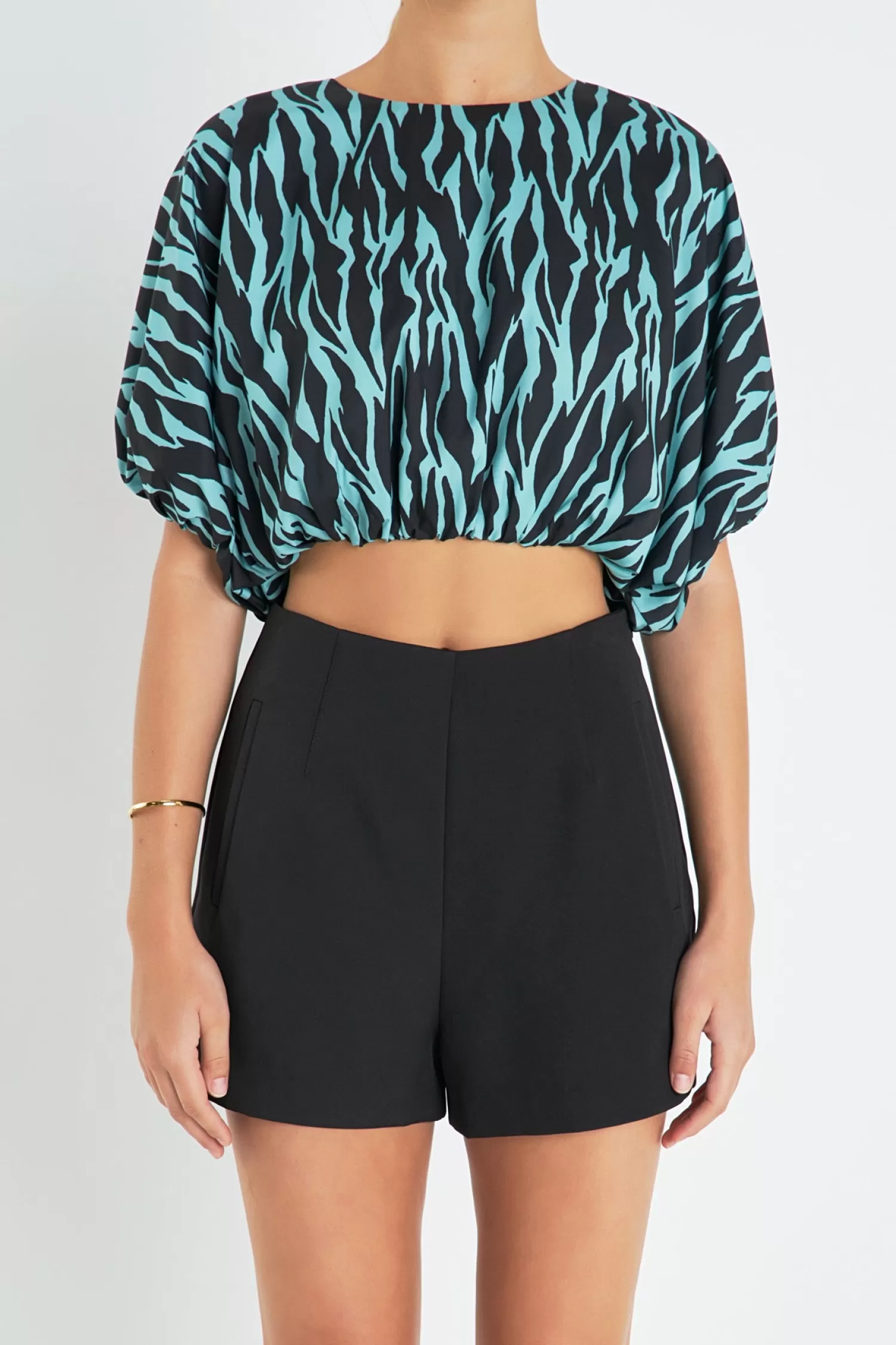 Outlet Tiger Print Voluminous Cropped Top Tops