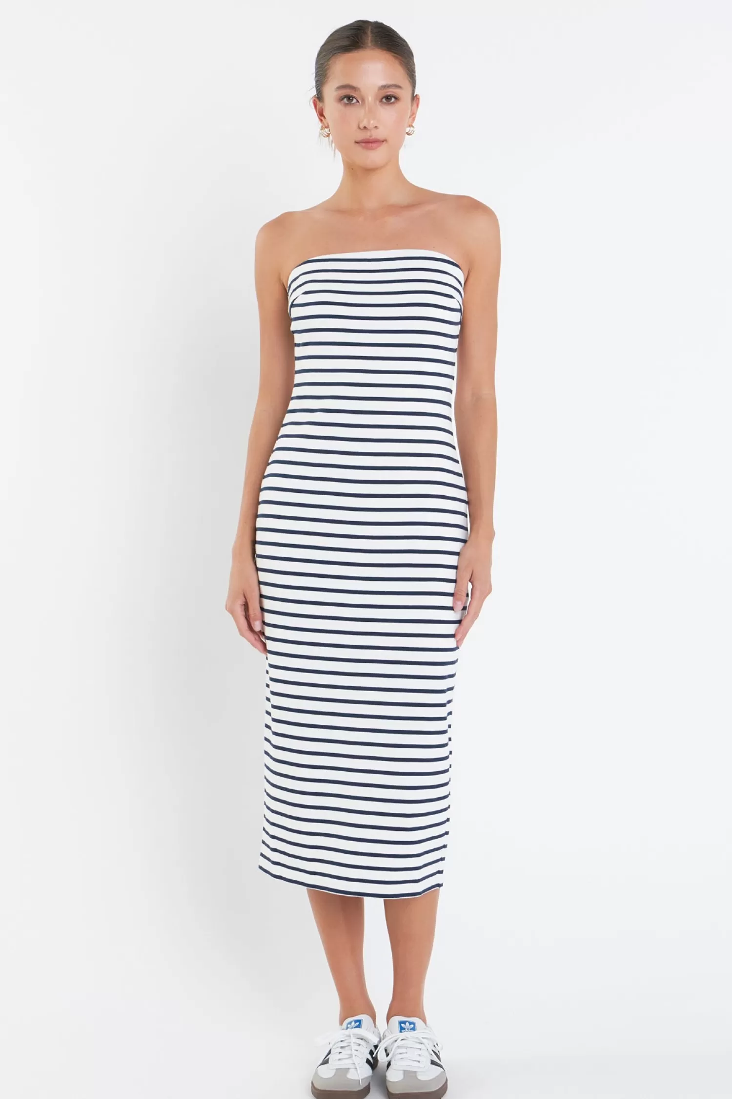 Sale Tube Top Dress Midi Dresses | Stripe Wonders