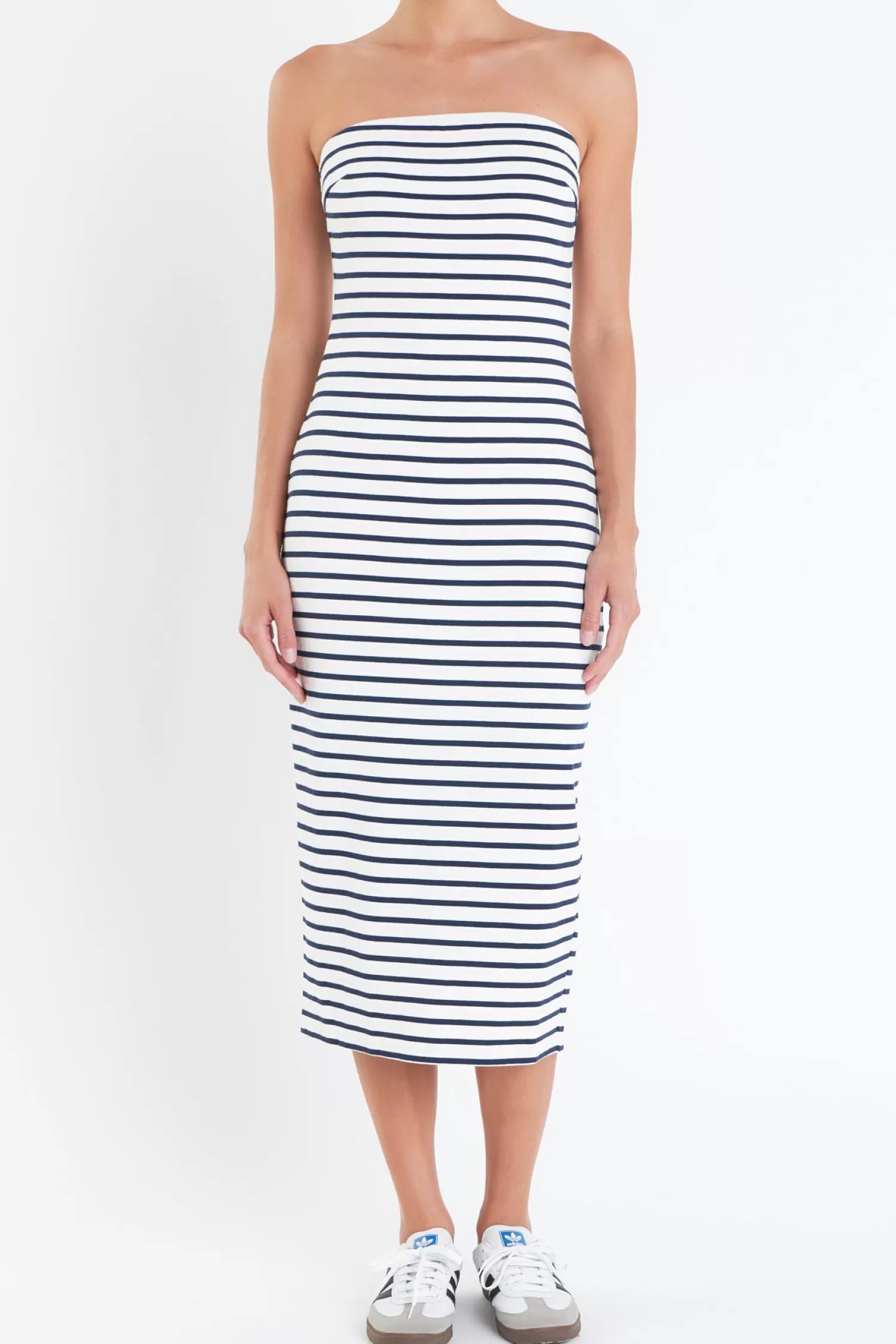 Sale Tube Top Dress Midi Dresses | Stripe Wonders