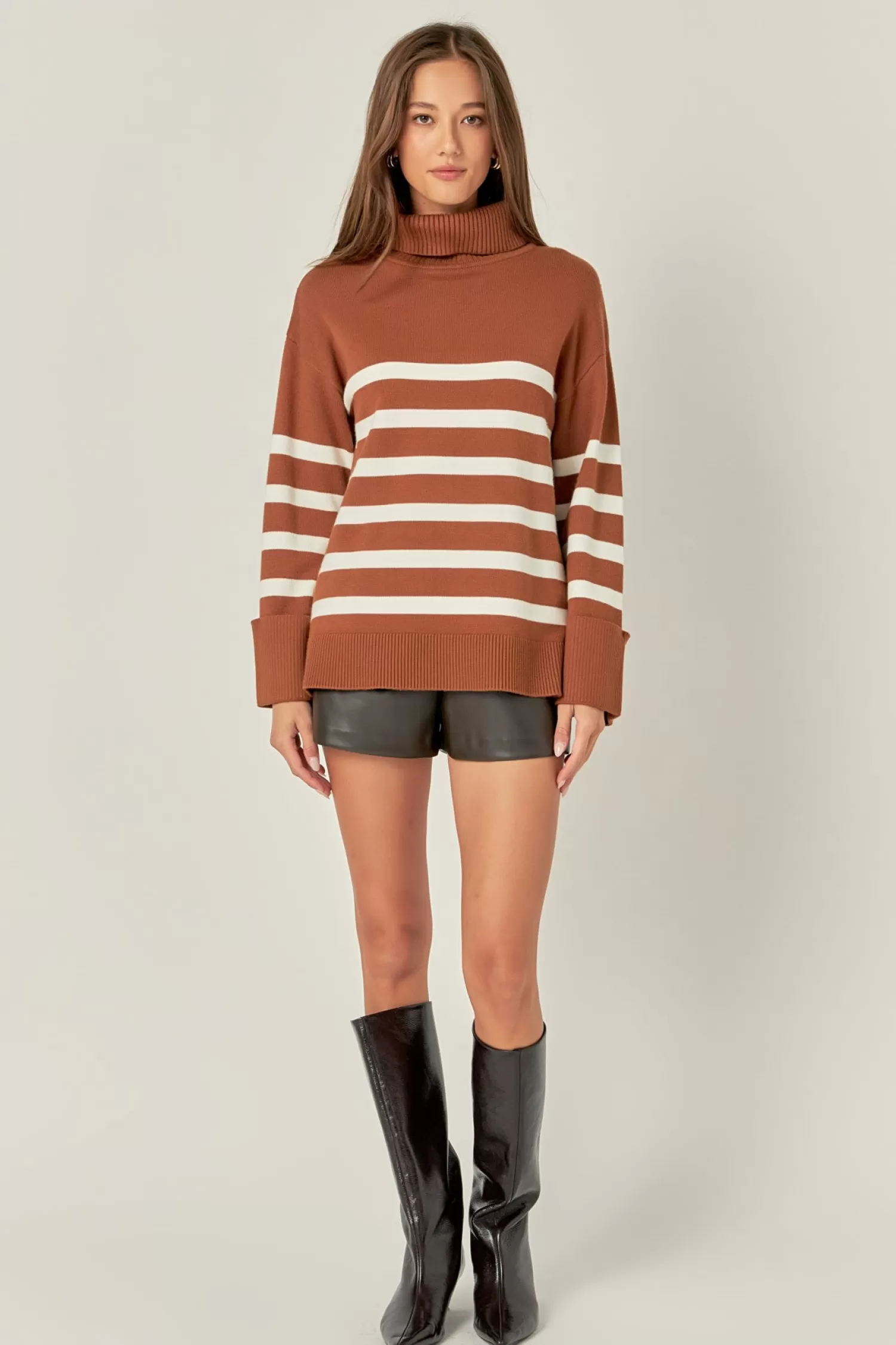 Clearance Turtle Neck Stripe Sweater Stripe Wonders | Sweaters & Knits