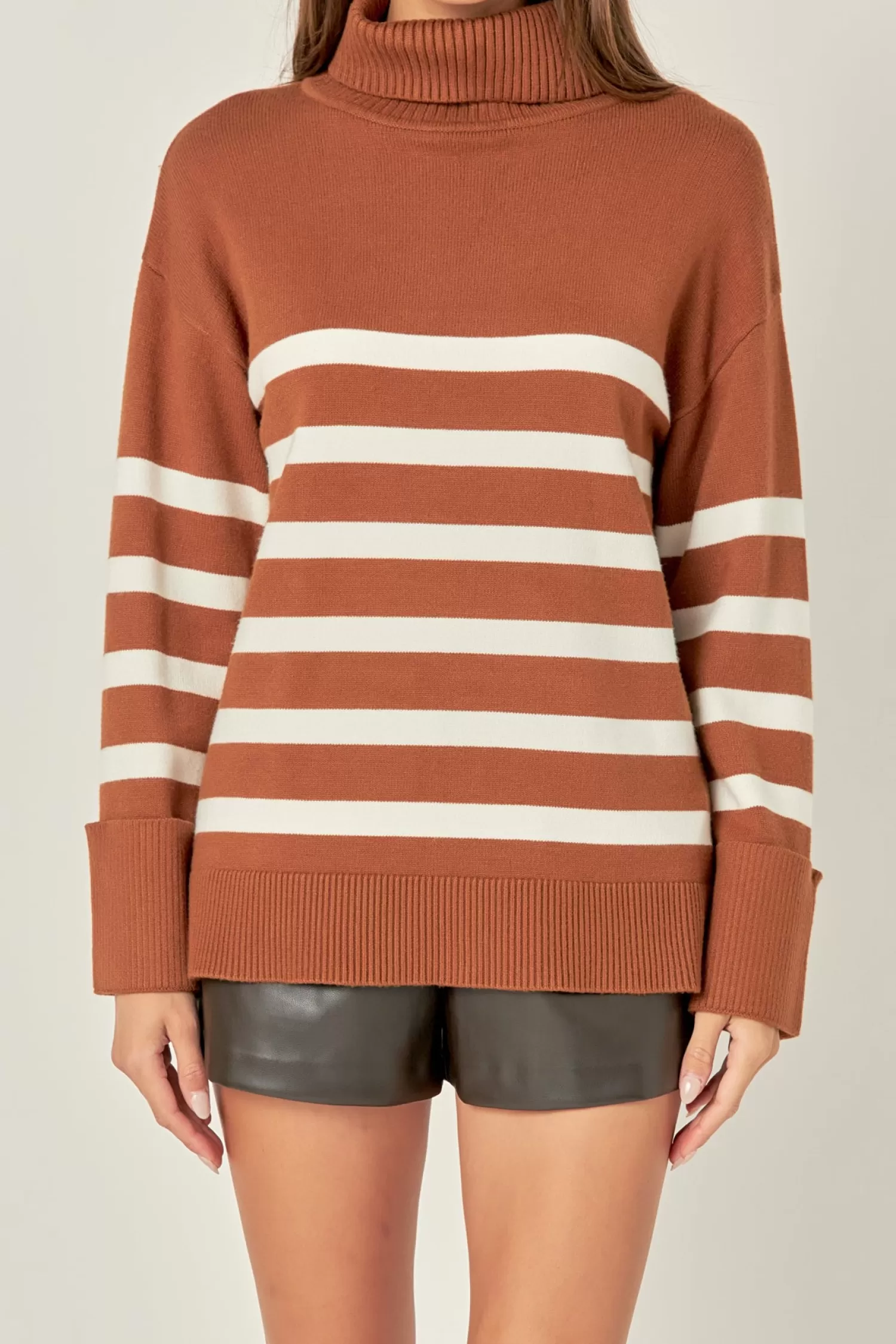 Clearance Turtle Neck Stripe Sweater Stripe Wonders | Sweaters & Knits