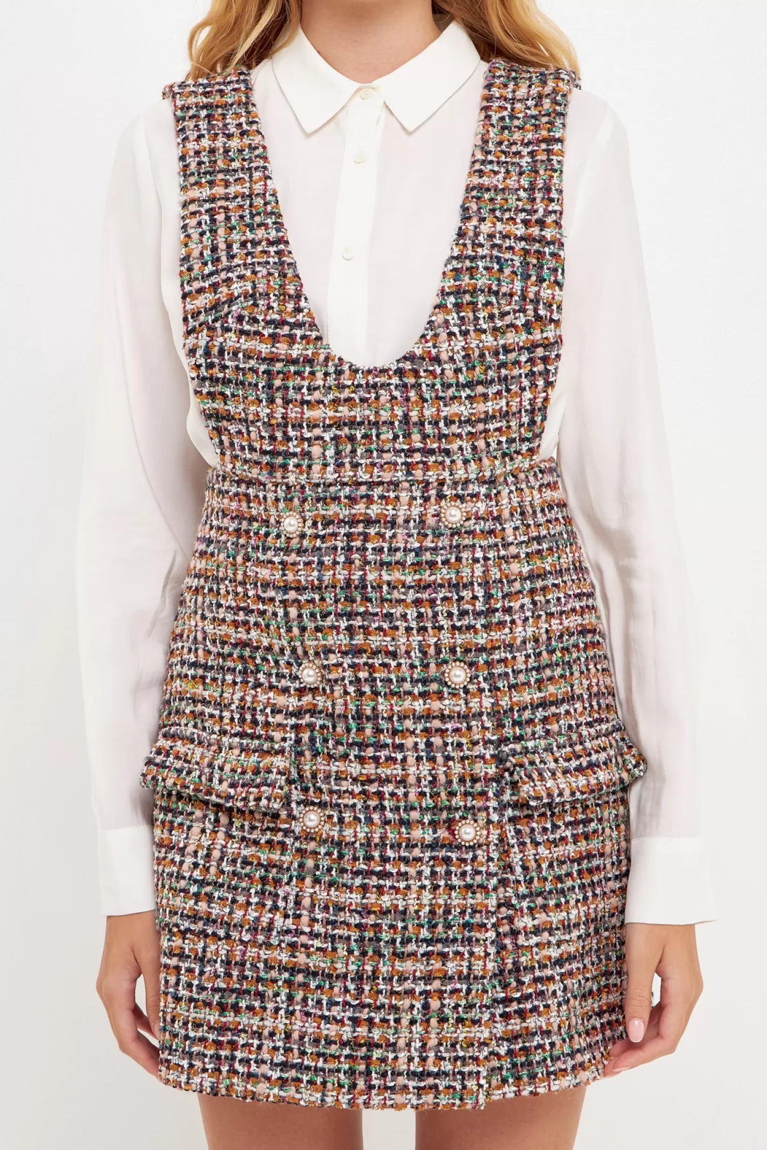 Best Sale Tweed Pinafore Mini Dress Mini Dresses | Lounge & Casual