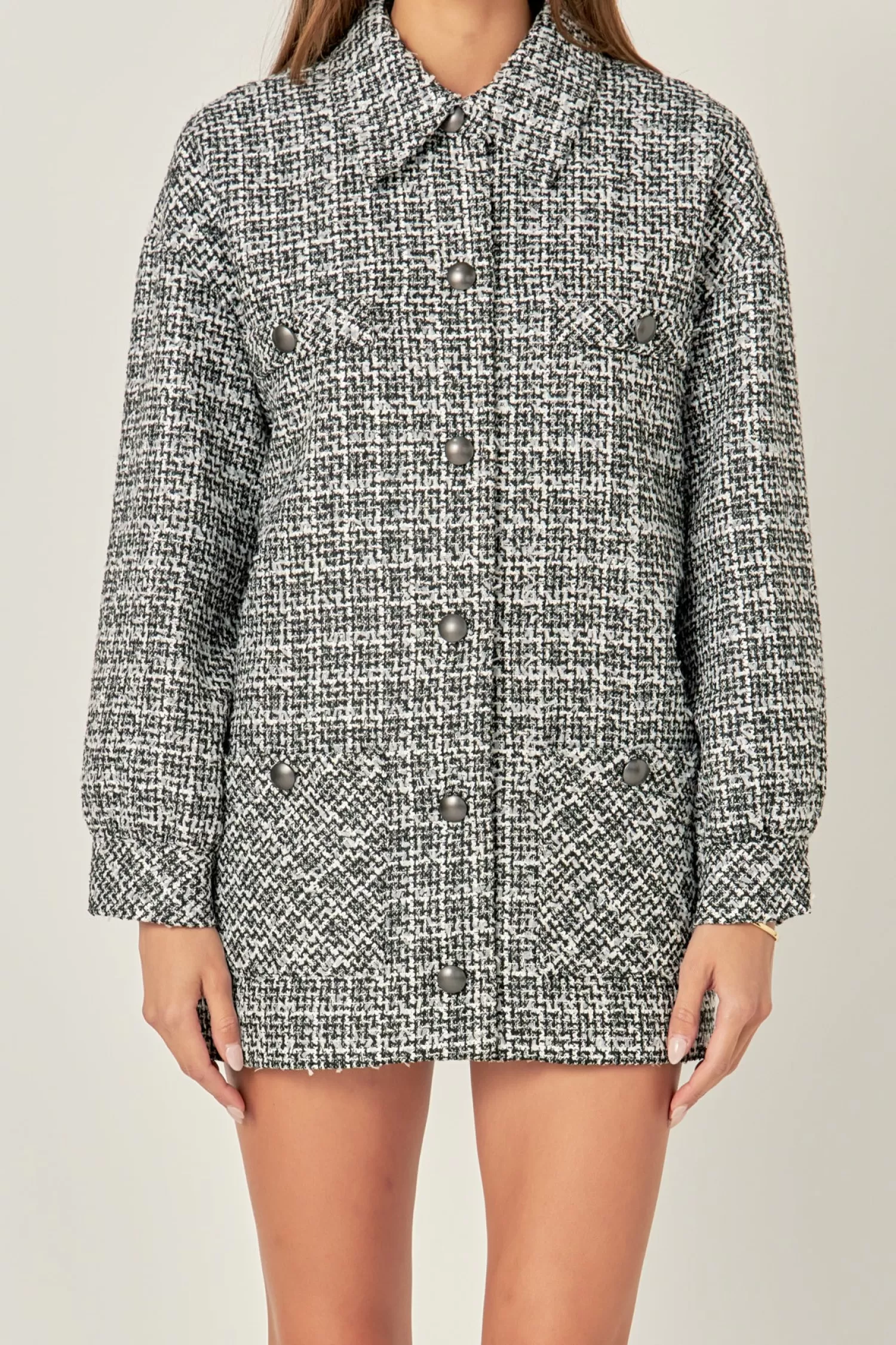 Fashion Tweed Shirt Jacket Jackets & Coats