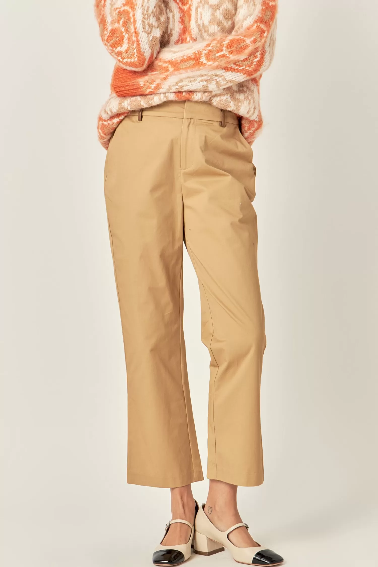 Sale Twill Cropped Flared Hem Pants Pants | Bottoms