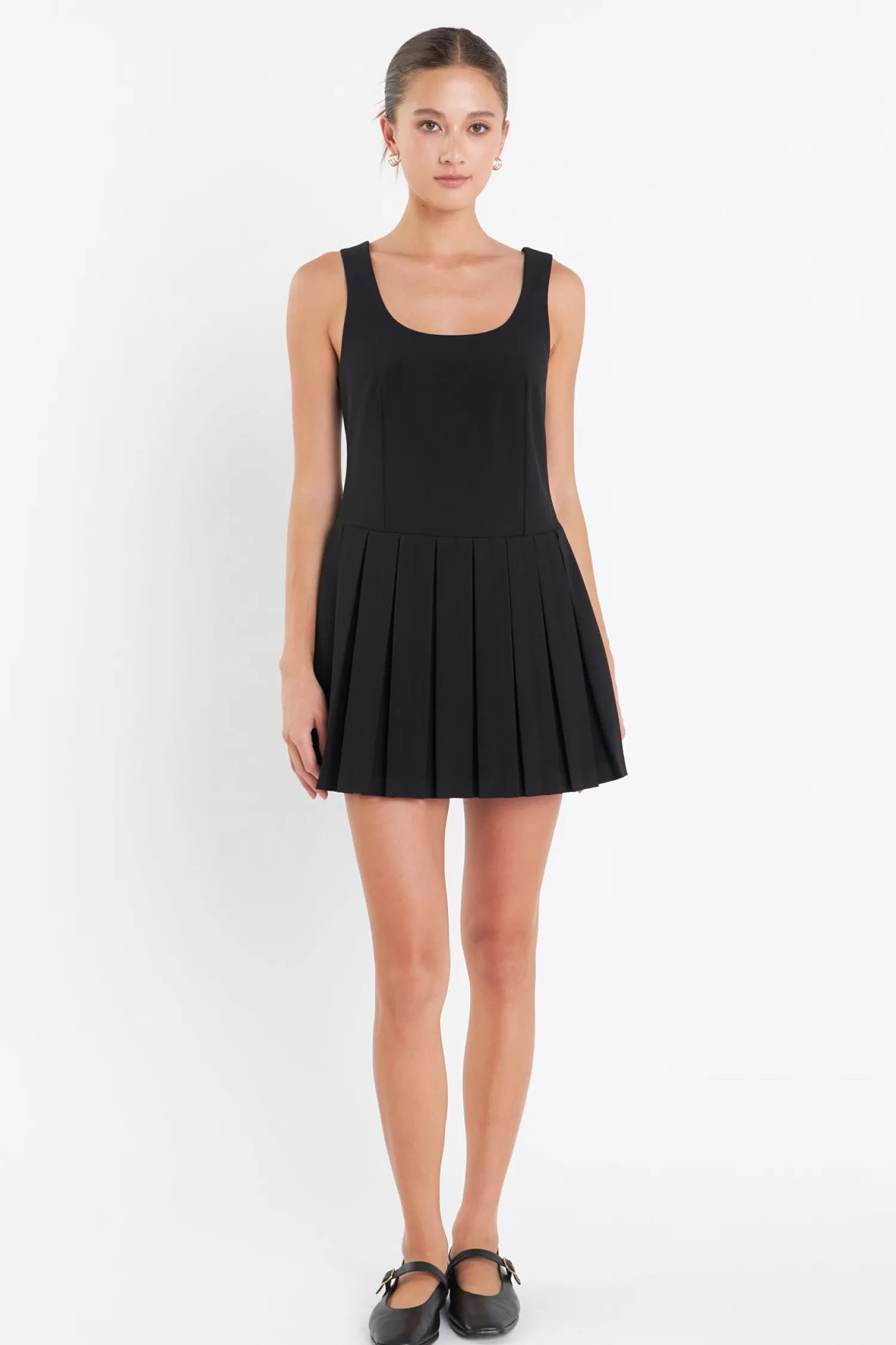 Discount U-Neck Pleated Sleeveless Mini Dress Mini Dresses | Best Sellers