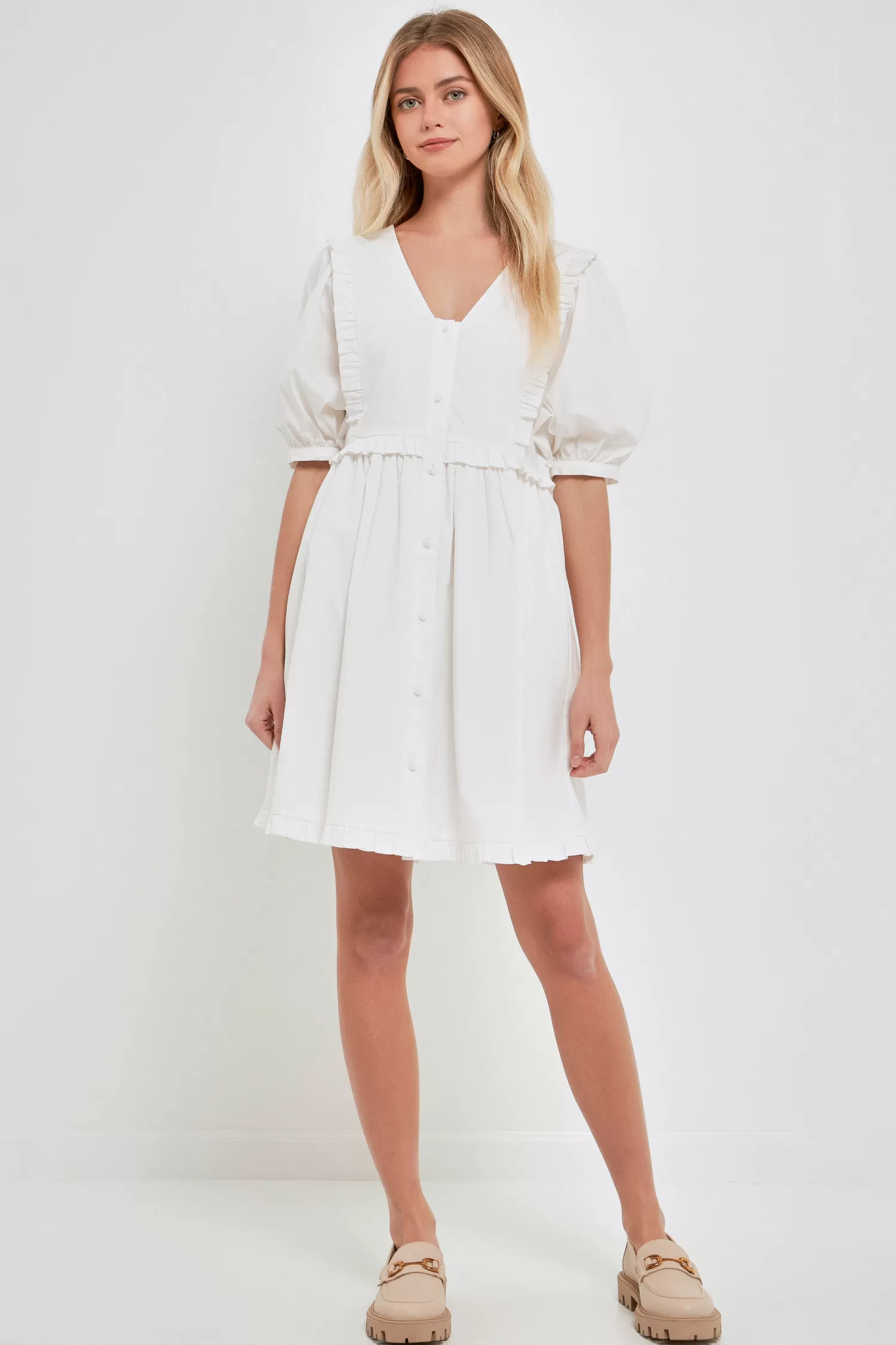 Sale V Button Down Baby Doll Dress Date Night Dreams | Bridal Shower Glam