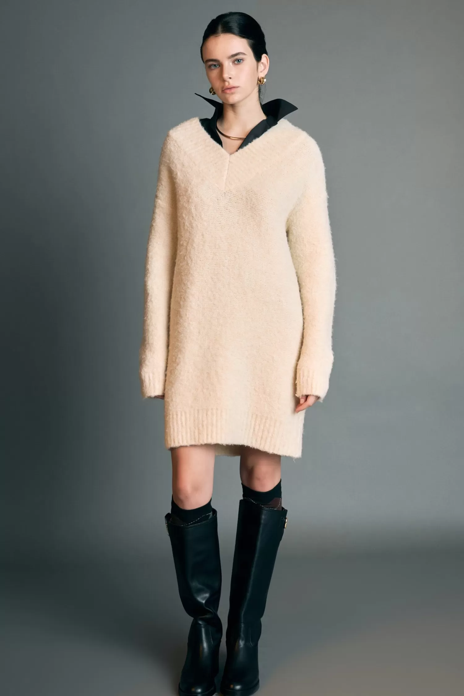 Outlet V Neck Knit Dress Sweaters & Knits | Sweater Season