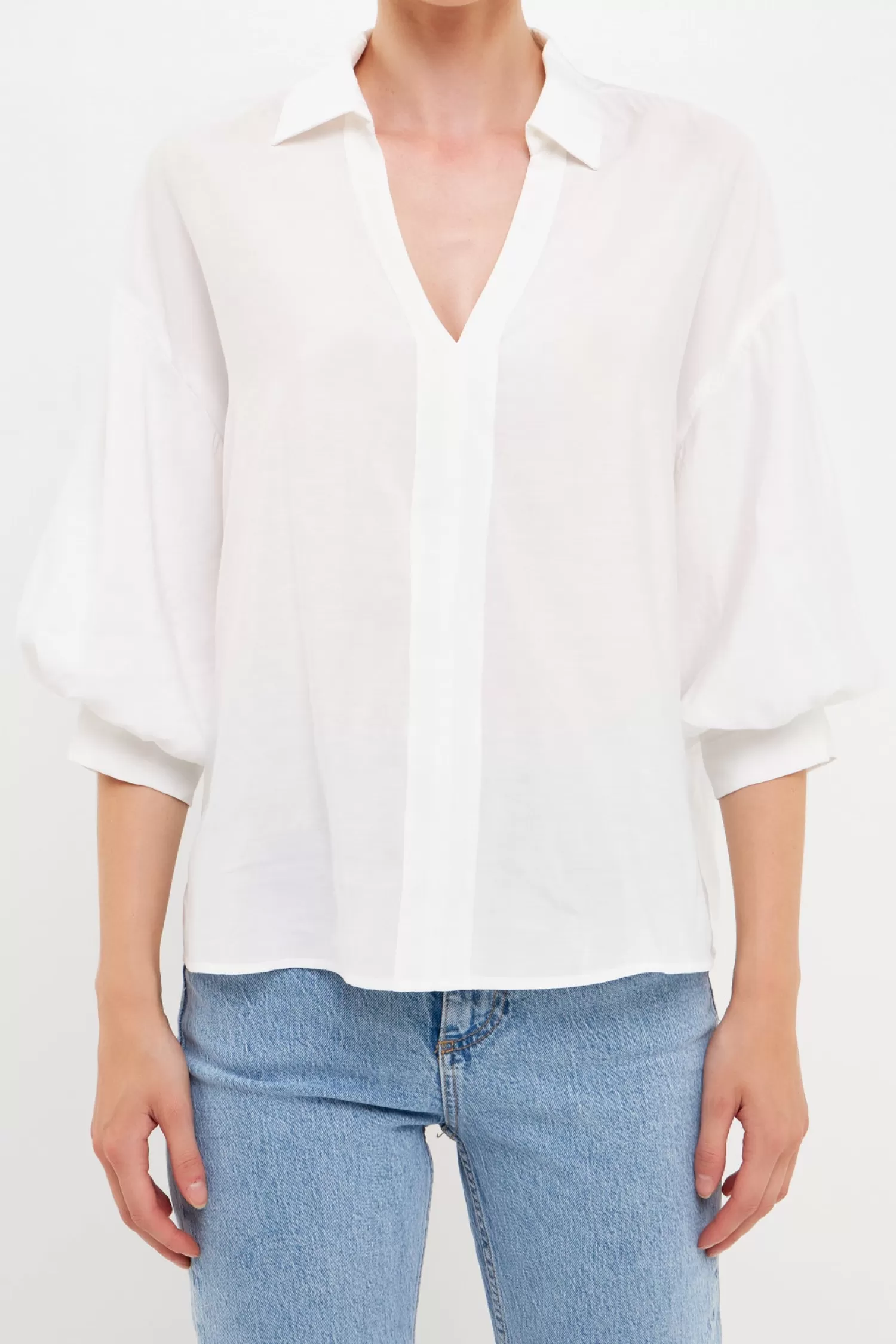 Store V-Neckline Drop Shoulder Blouse Tops