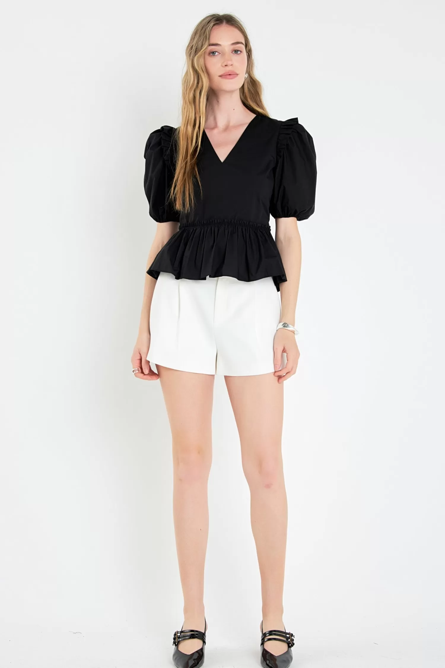 Sale V-neckline Puff Sleeve Top Frills And Thrills | Puff Sleeve Perfection