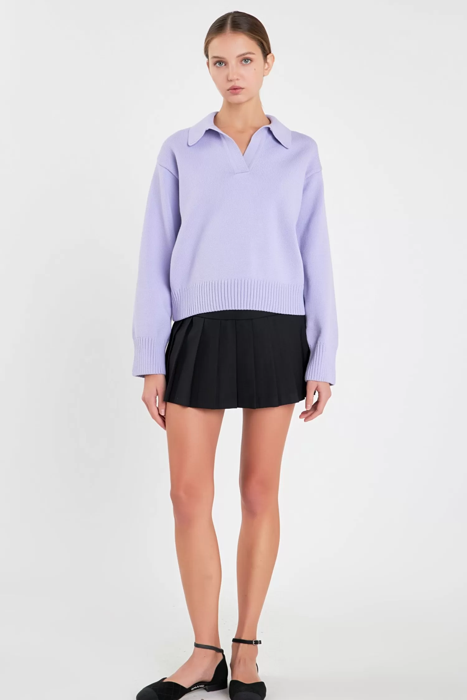 Sale V-neckline with Collar Sweater Old Money Aesthetic | Career Closet