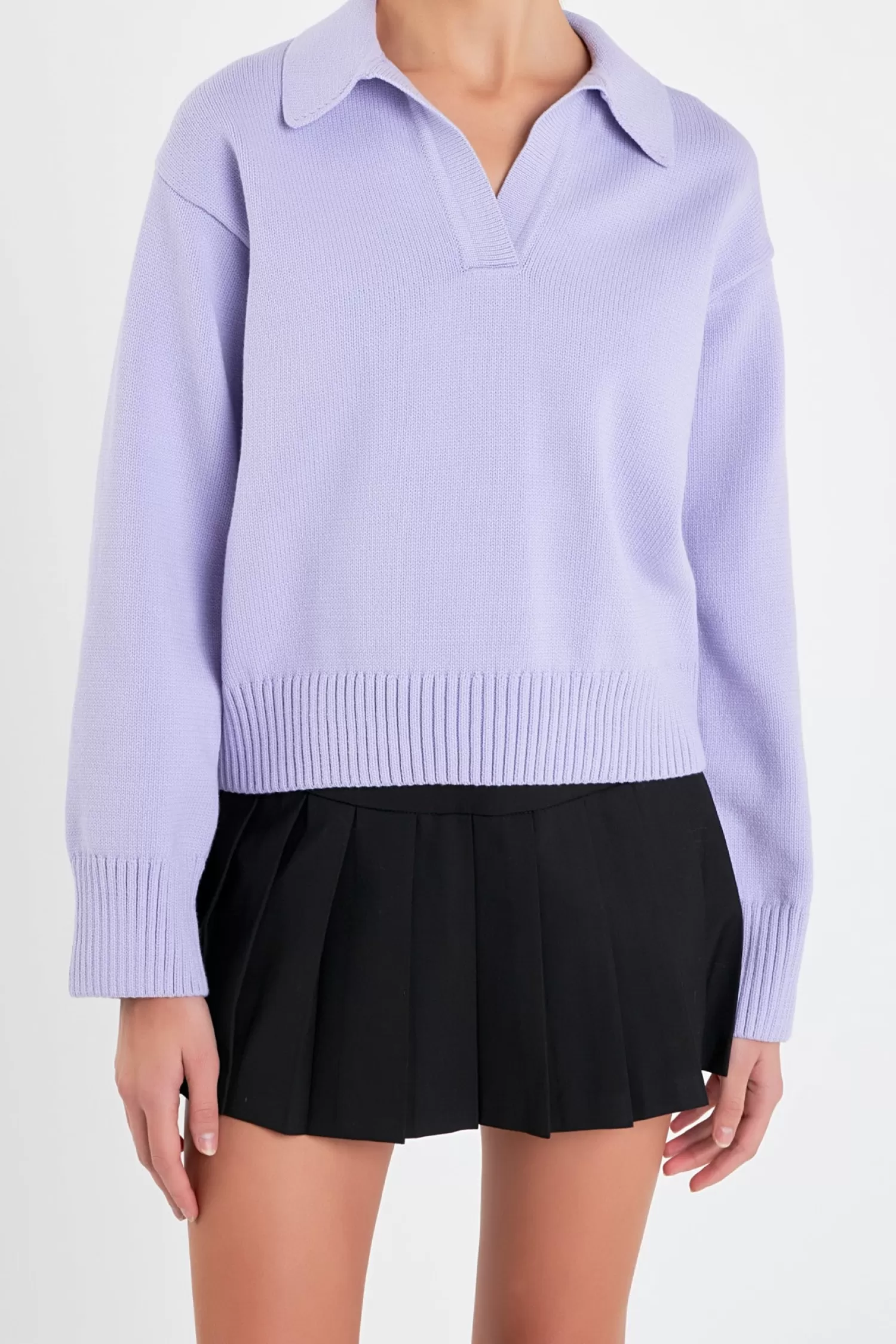 Sale V-neckline with Collar Sweater Old Money Aesthetic | Career Closet