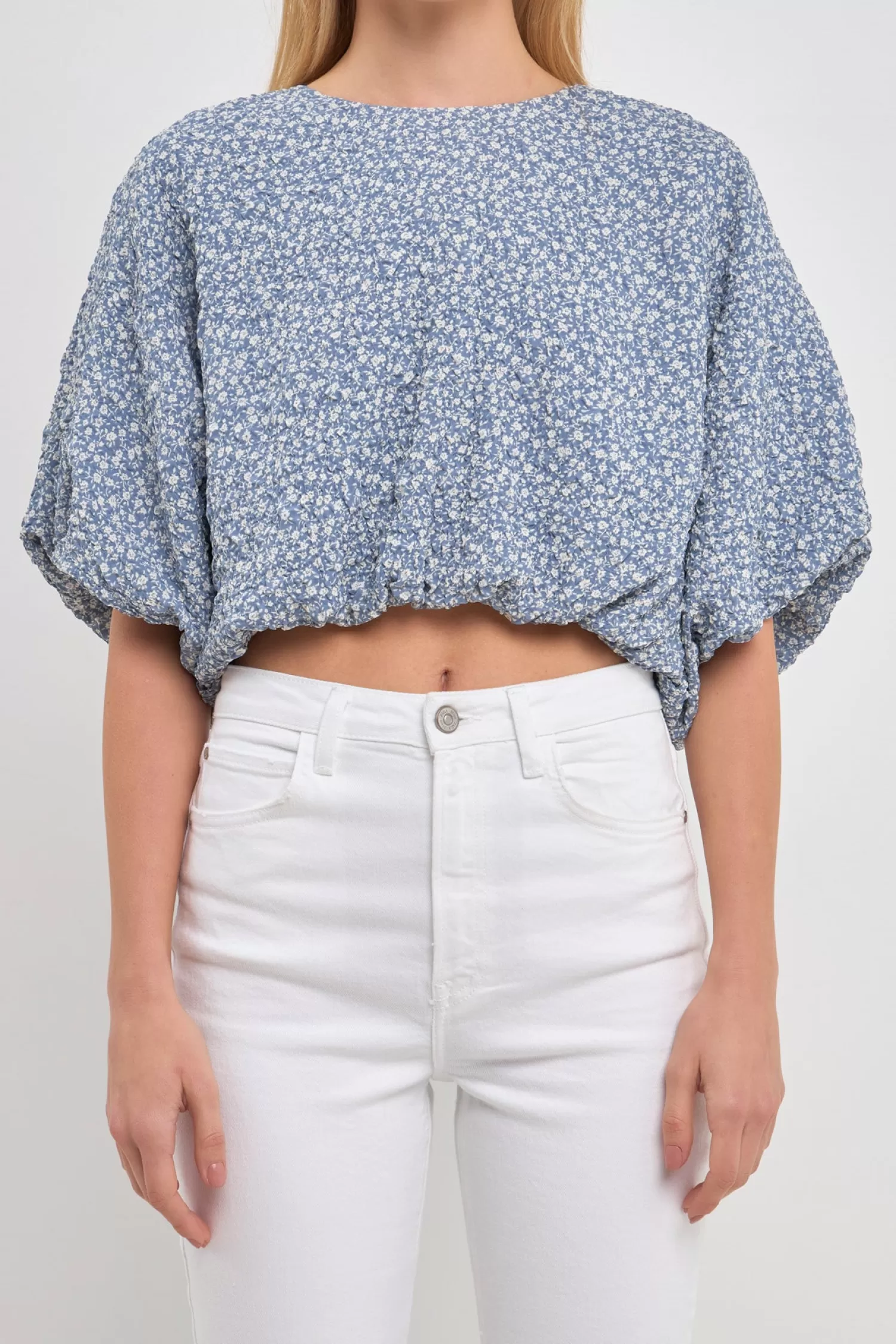 Online Women Woven Cropped Puff Blouse Puff Sleeve Perfection | Tops