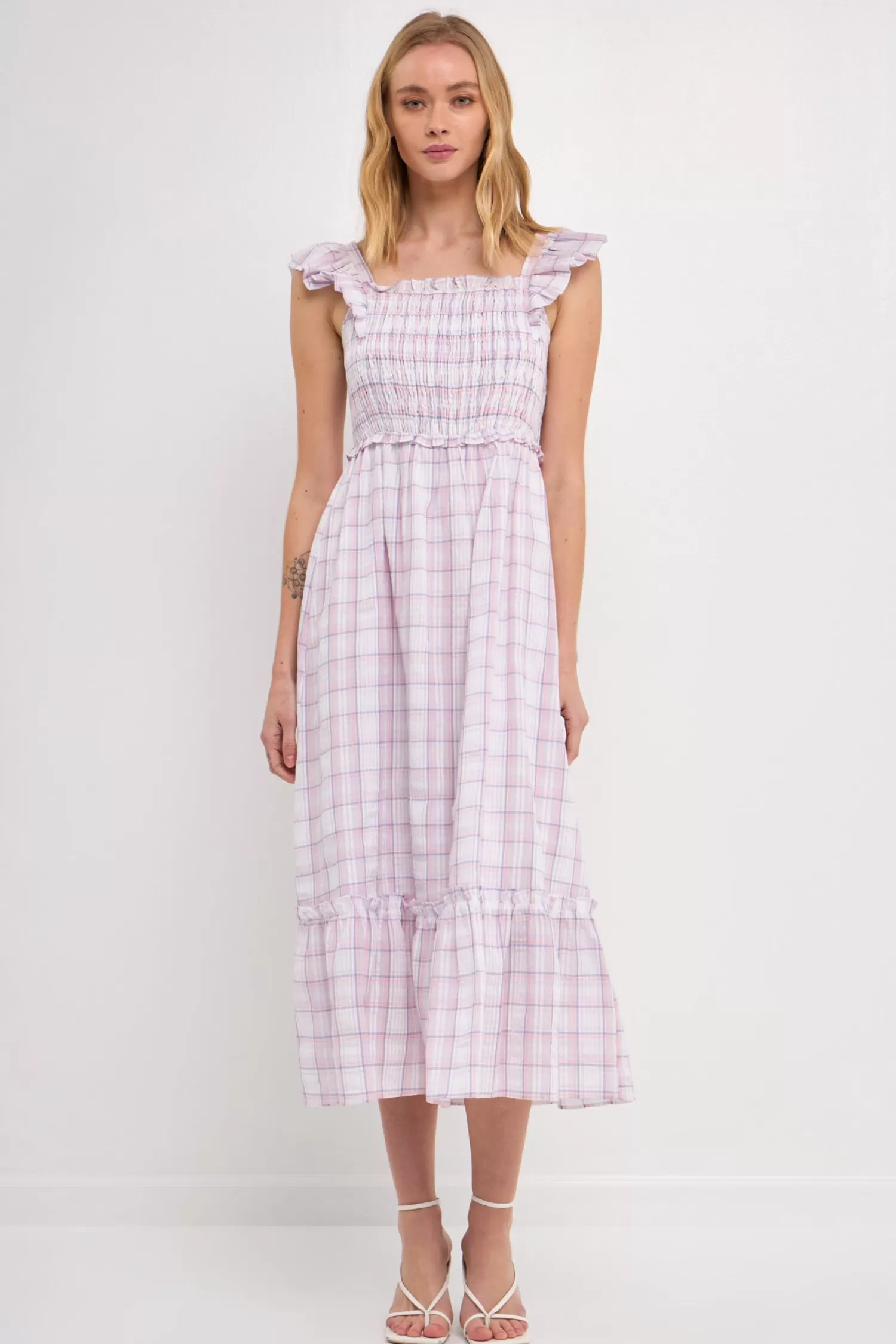 Discount WOMEN WOVEN PLAID DRESS Date Night Dreams | Midi Dresses