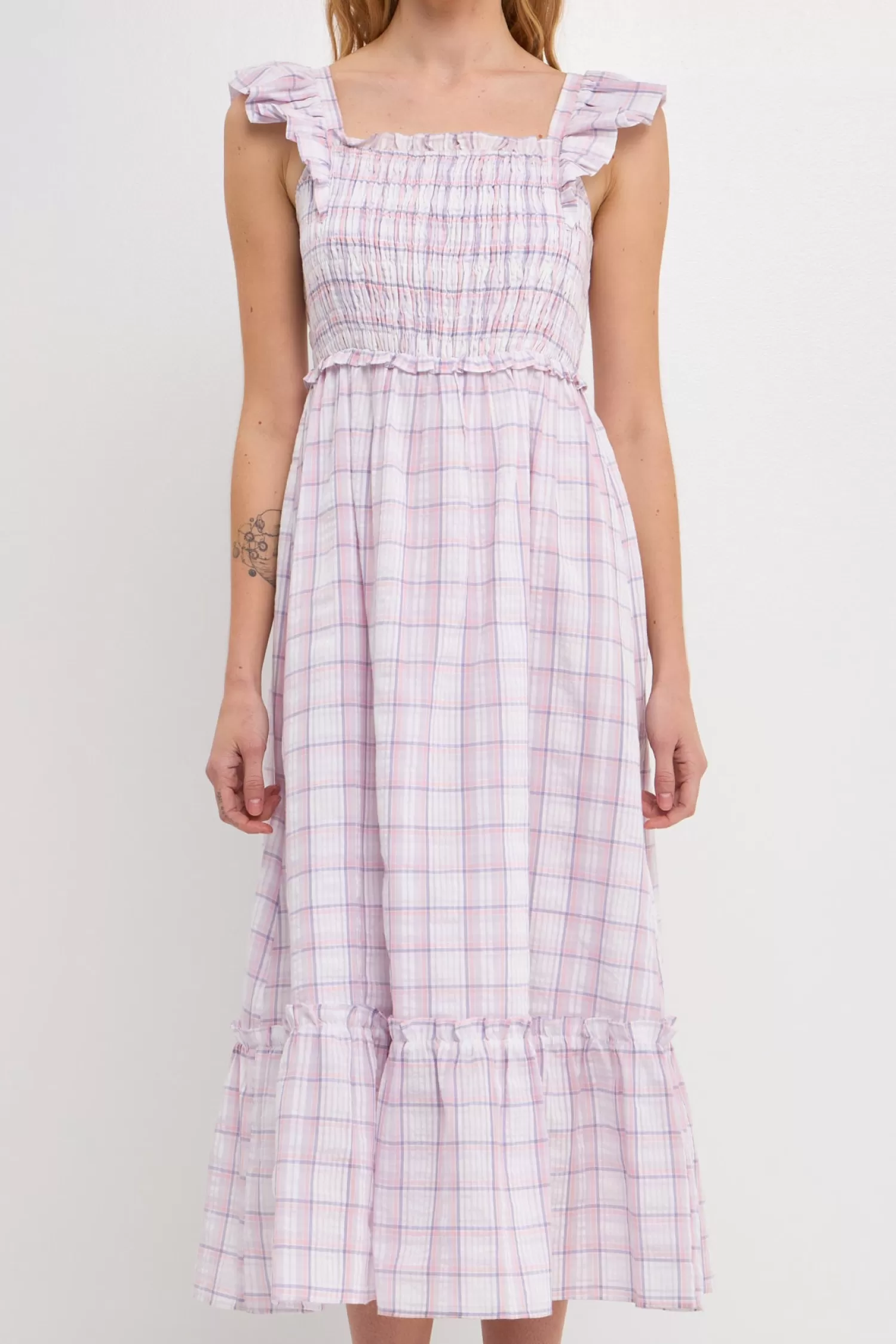 Discount WOMEN WOVEN PLAID DRESS Date Night Dreams | Midi Dresses