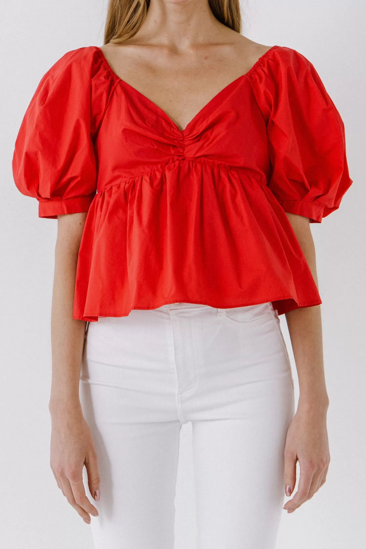 Fashion Women Woven Short Puff Sleeve Blouse Puff Sleeve Perfection | Tops